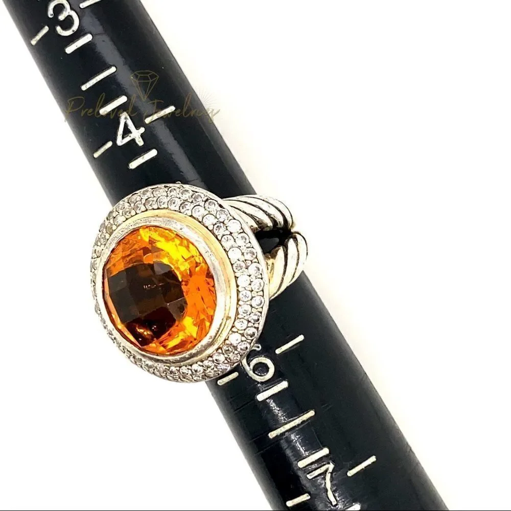 Stunning Citrine / Cz Cable Ring‎